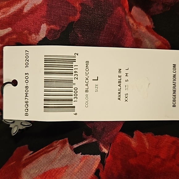 💕BCBGENERATION💕 Double Tiered A Line Dres ~ Black Combo Floral Print Large NWT - Picture 12 of 15